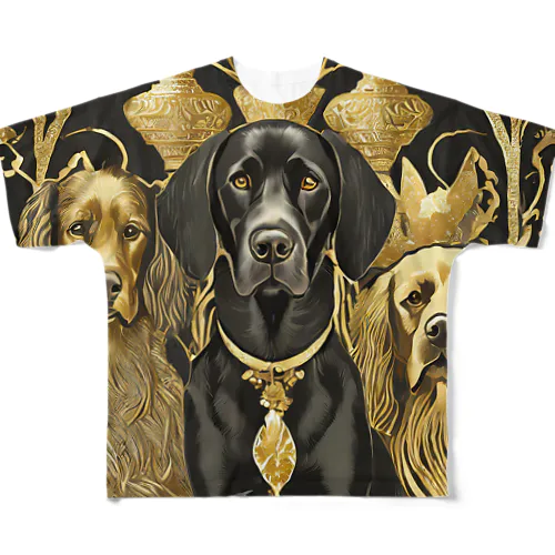 アールデコな犬 All-Over Print T-Shirt