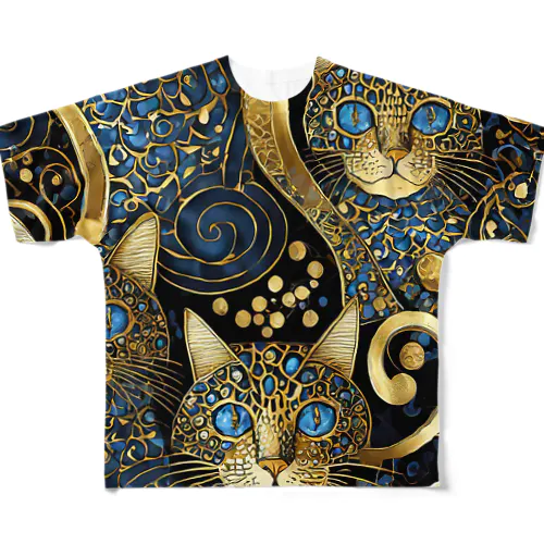 アールデコな猫 All-Over Print T-Shirt