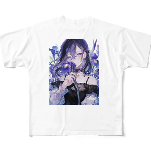 花菖蒲の優美な香り　BLUE PLUM  691 All-Over Print T-Shirt