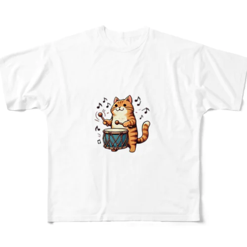 太鼓・ネコ All-Over Print T-Shirt