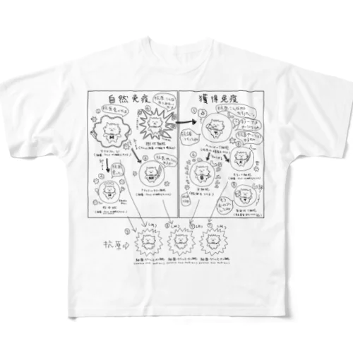 自然免疫獲得免疫 All-Over Print T-Shirt