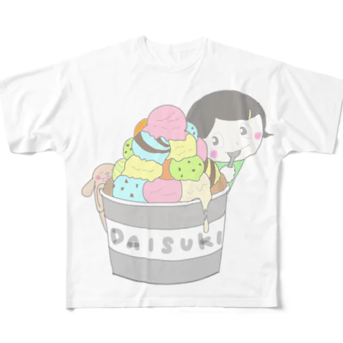 バケツアイス❤︎ フルグラフィックTシャツ