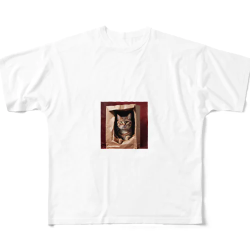 キュートな袋猫 All-Over Print T-Shirt