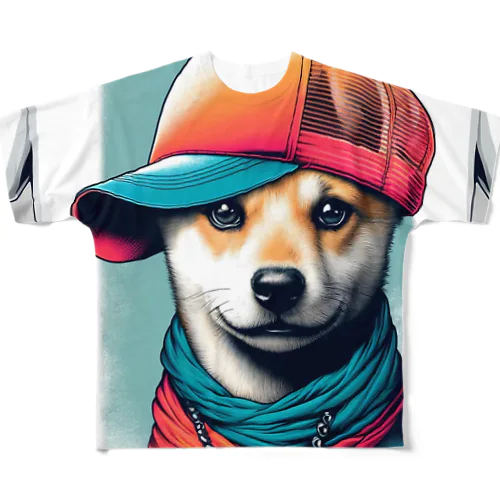 キャップ犬14 All-Over Print T-Shirt