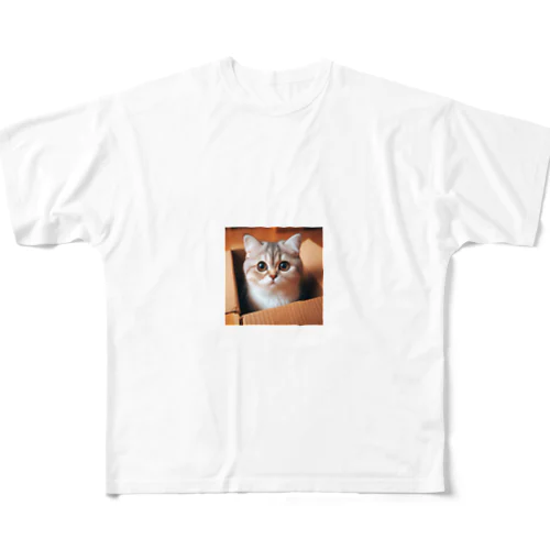 段ボール猫2 フルグラフィックTシャツ