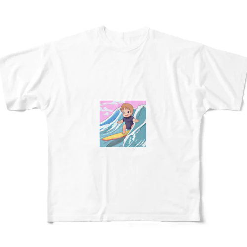 赤ちゃん　サーフィン All-Over Print T-Shirt