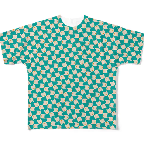 He He He 柄がら（青緑色） All-Over Print T-Shirt