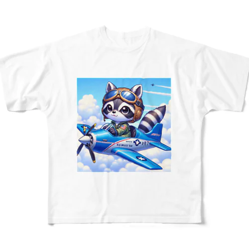 でふぉるめタッチな狸が操縦するレシプロ戦闘機 フルグラフィックTシャツ