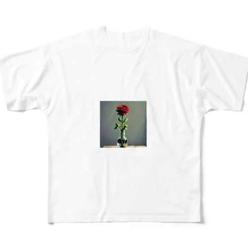 一輪のバラ フルグラフィックTシャツ