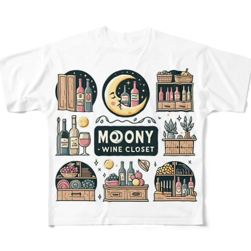 夢心地な月夜の小さなワイン屋さん All-Over Print T-Shirt