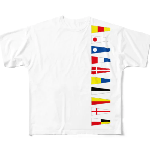 カラフルな船の信号旗 フルグラフィックTシャツ