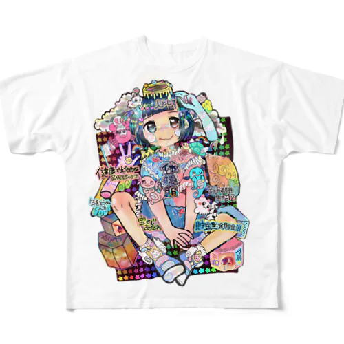 天使になった虹まみれ女の子の人権 フルグラフィックTシャツ