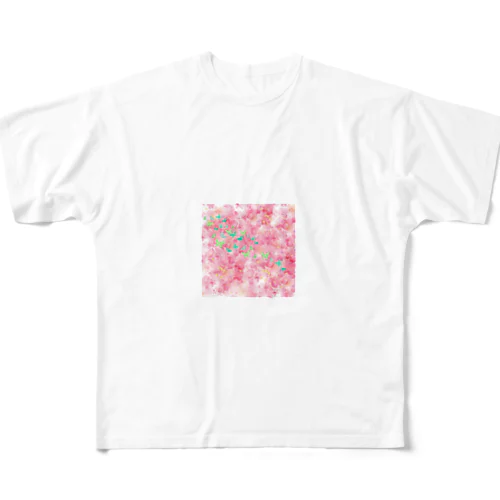 ピンクフラワーバタフライ All-Over Print T-Shirt