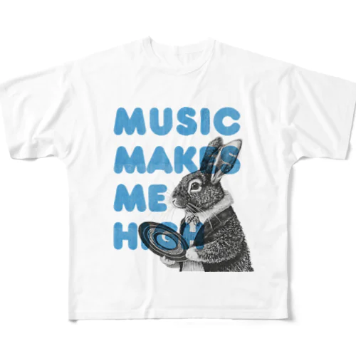 Music Makes Me High フルグラフィックTシャツ