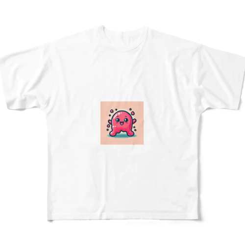 可愛いピンクスライムくん フルグラフィックTシャツ