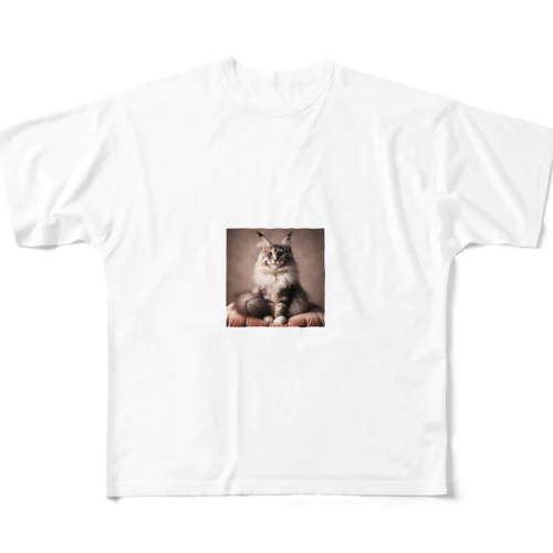 猫とパール All-Over Print T-Shirt