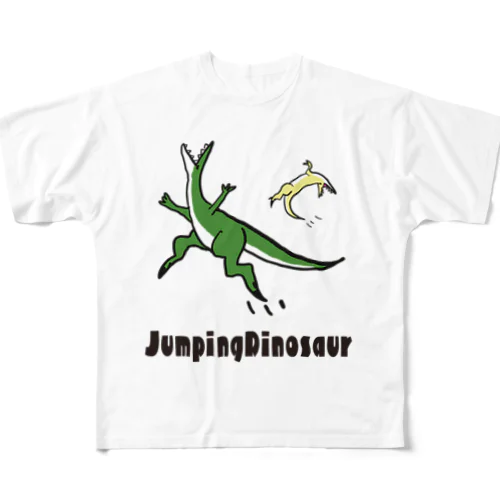 ジャンピングダイナソーペア フルグラフィックTシャツ