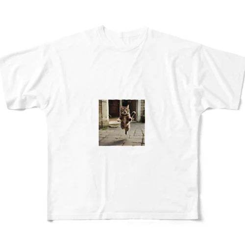 ジャンプする猫さん All-Over Print T-Shirt