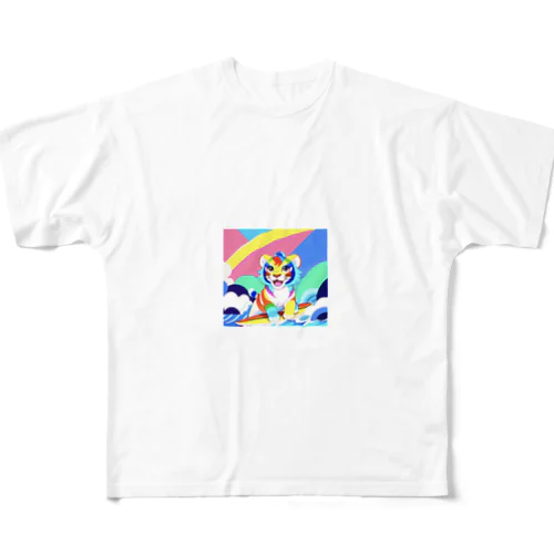 カラフルタイガーちゃんのサーフィン All-Over Print T-Shirt