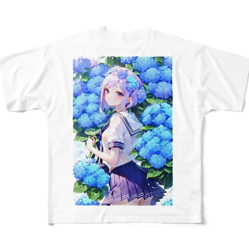 紫陽花 フルグラフィックTシャツ
