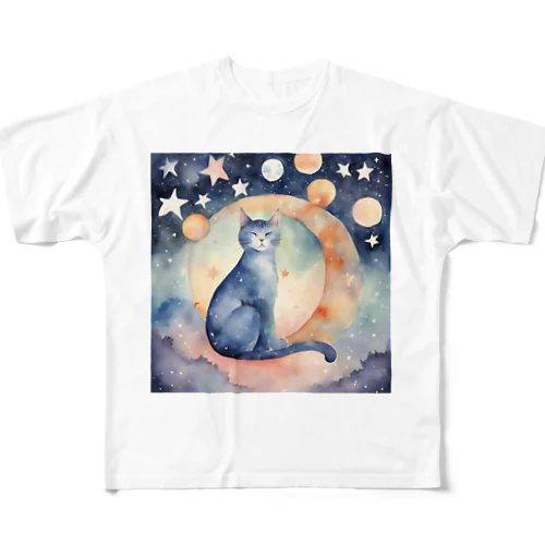 眠り猫 All-Over Print T-Shirt