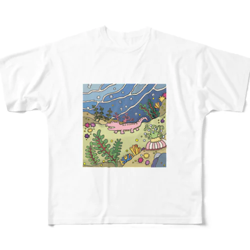 I ワニ海中探索 All-Over Print T-Shirt