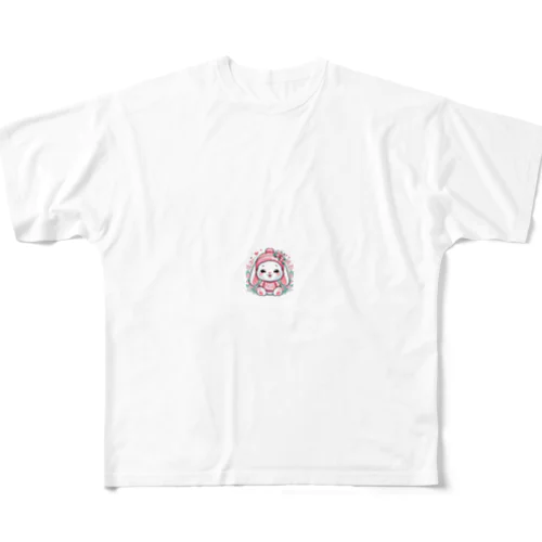 快眠子ウサギ フルグラフィックTシャツ