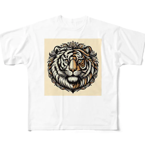 ライオン＆トラ All-Over Print T-Shirt