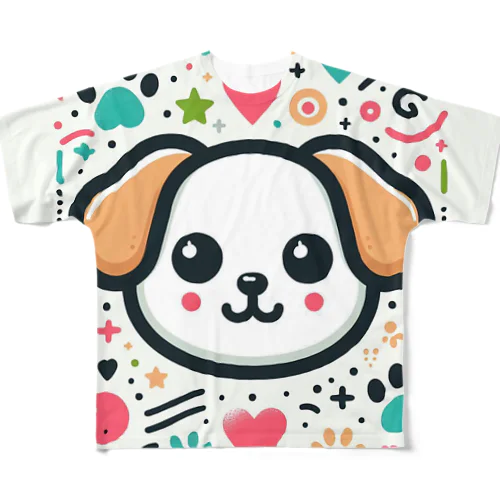 可愛い犬のデザイングッズ フルグラフィックTシャツ
