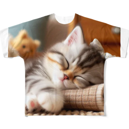 眠るにゃんこ😺zzz All-Over Print T-Shirt