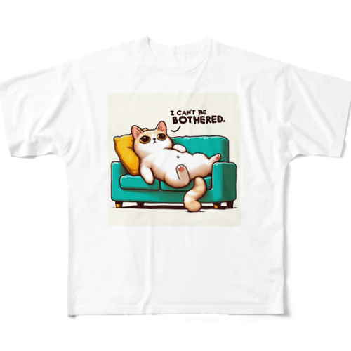 ダラダラしている猫 フルグラフィックTシャツ