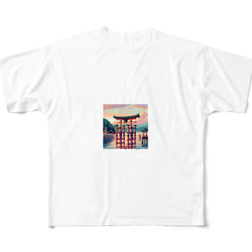 厳島神社（pixel art） フルグラフィックTシャツ