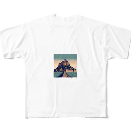 モン・サン・ミシェル（pixel art） All-Over Print T-Shirt