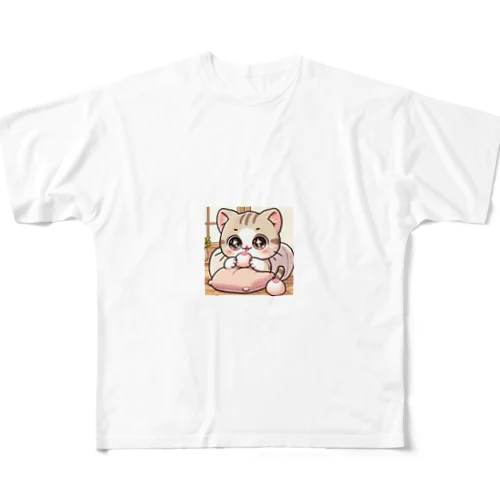 子猫のお餅の時間 フルグラフィックTシャツ