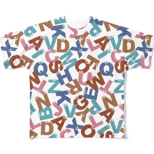 アルファベットメンメ付 All-Over Print T-Shirt