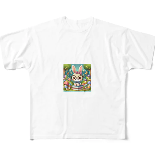 ウサギのアマリリス フルグラフィックTシャツ