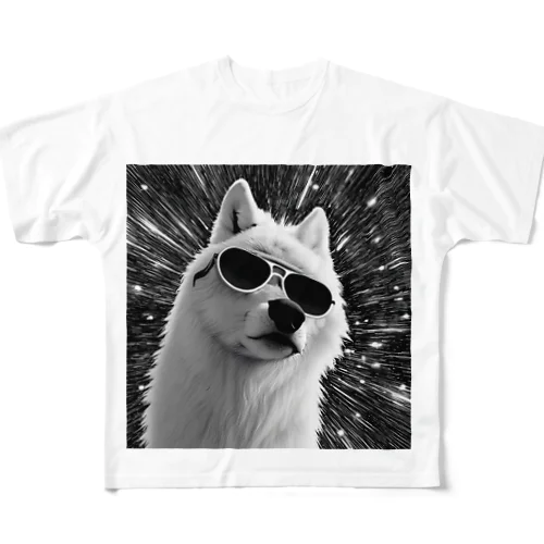 Cool White Wolf Shades フルグラフィックTシャツ