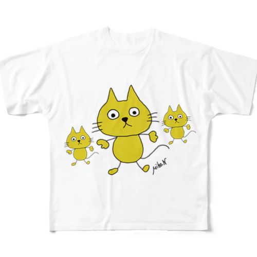 黄色みぃにゃん フルグラフィックTシャツ