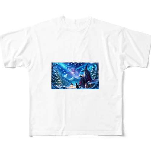 魔法使いと猫 All-Over Print T-Shirt