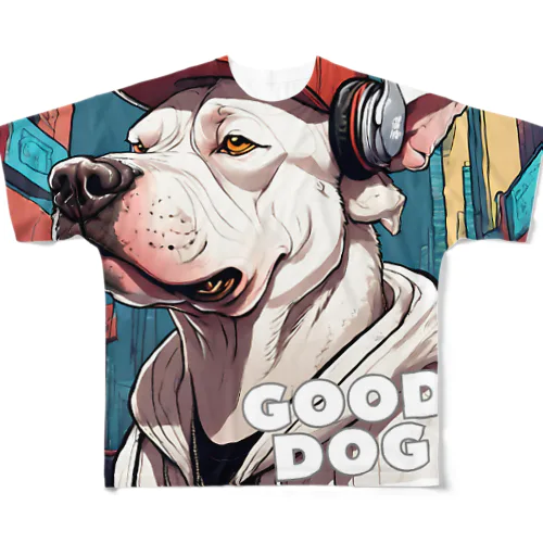 ストリート風の雰囲気が漂う犬のデザインです。 All-Over Print T-Shirt