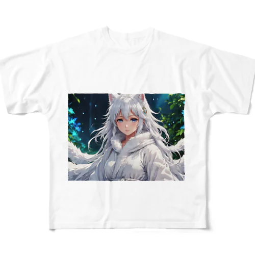 もふもふの巫女 All-Over Print T-Shirt