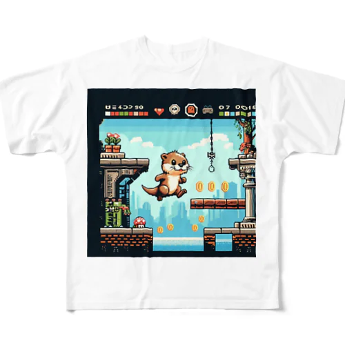 カワウソがゲームの世界に飛び込んだ！ フルグラフィックTシャツ