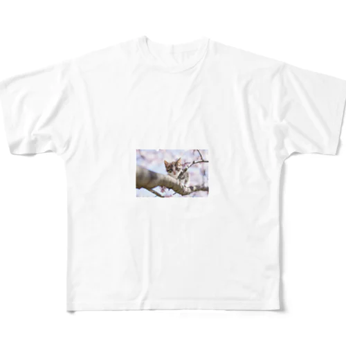 桜と子猫２ All-Over Print T-Shirt