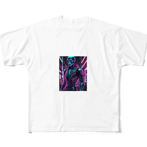 超クールな骸骨のサイバーパンクアート！ All-Over Print T-Shirt