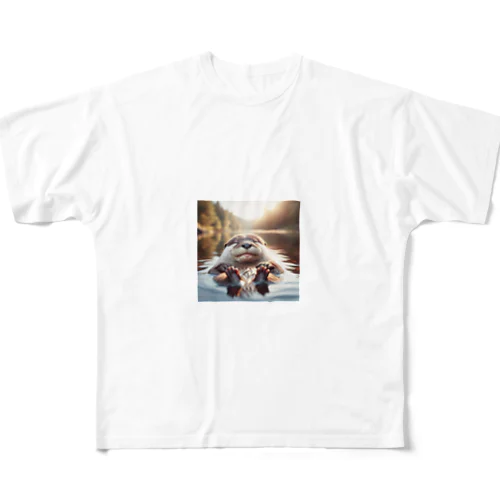 サウナ・水風呂中のカワウソ All-Over Print T-Shirt