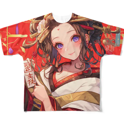 祝福の節句に舞う、紅梅の姫 All-Over Print T-Shirt