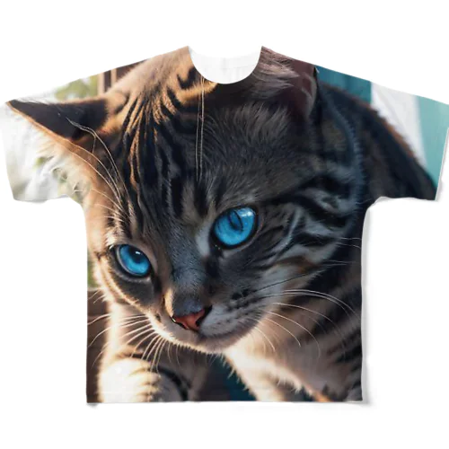 蒼い瞳の猫ちゃん2 フルグラフィックTシャツ