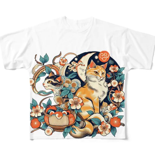 猫LOVE items 茶虎と白黒 フルグラフィックTシャツ