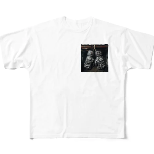 スカルグローブと般若 All-Over Print T-Shirt