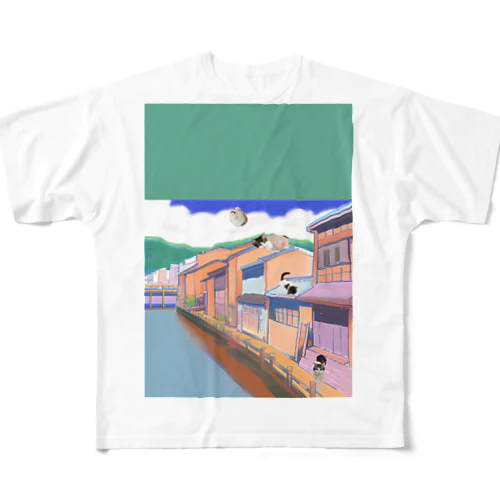 昔と猫 All-Over Print T-Shirt